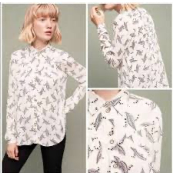 Anthropologie Maeve Lilly of the Valley Button Up Blouse - Picture 2 of 14